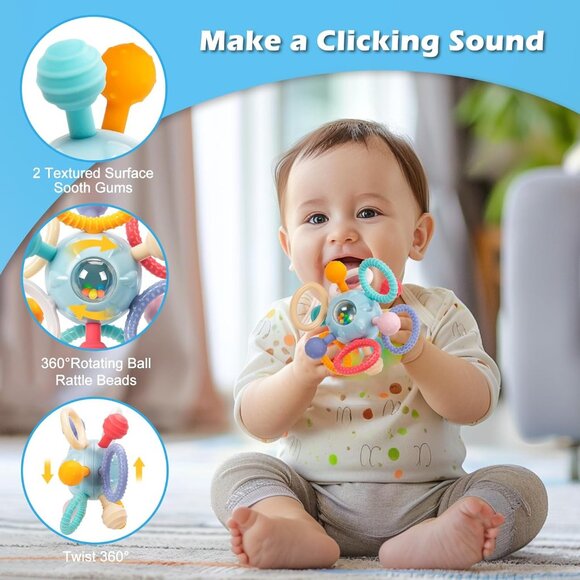 Montessori Teething Toys for Babies 0-6 6-12 Months, Baby Teether Sensory Toys - Picture 5 of 7